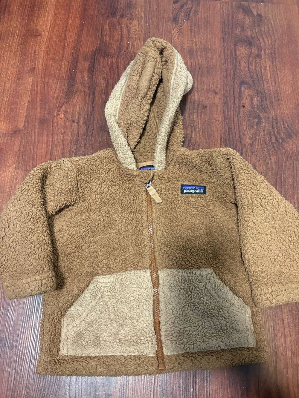 Patagonia Tan Sherpa Fleece Hoodie with Logo